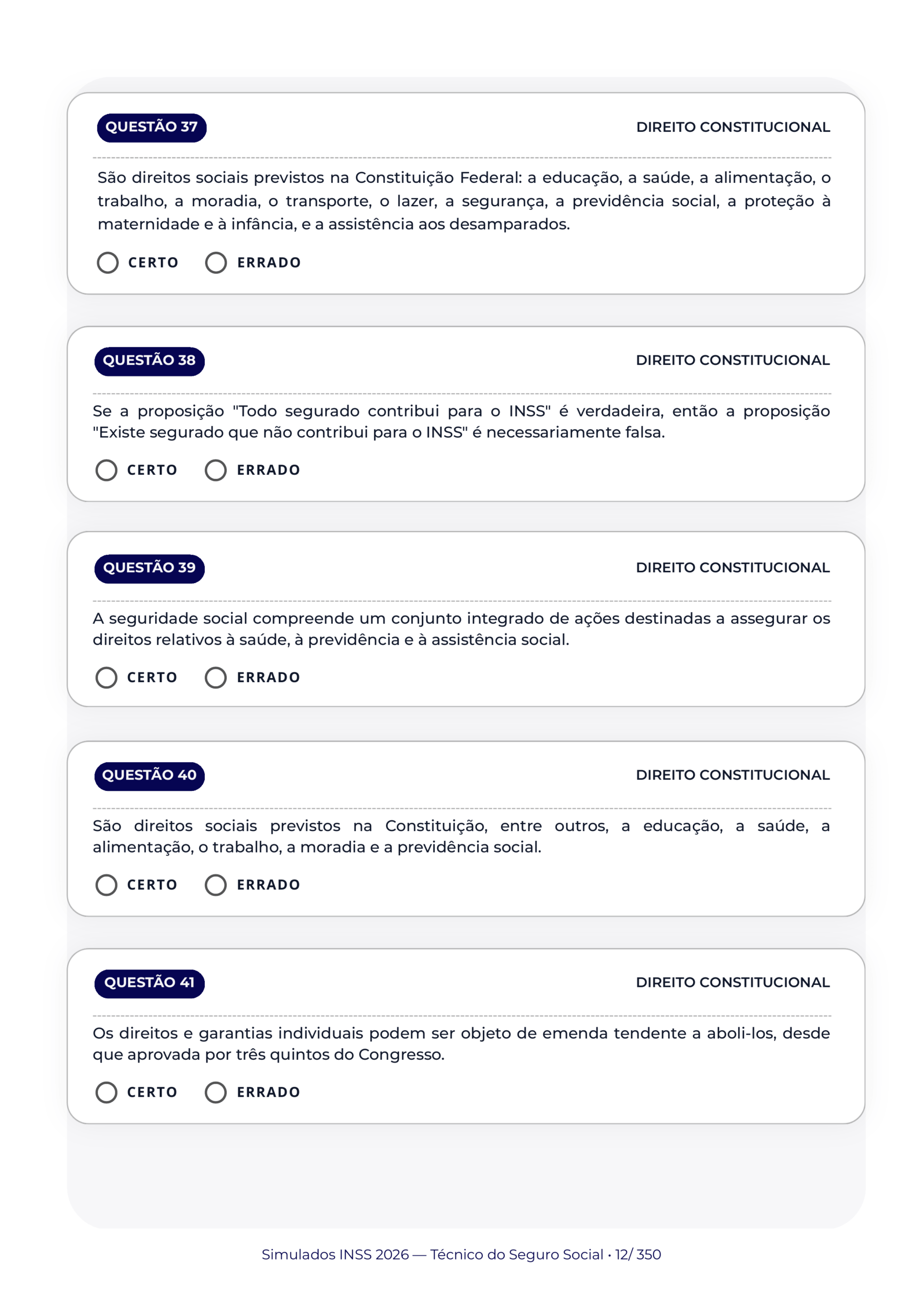 Direito Constitucional, Questões