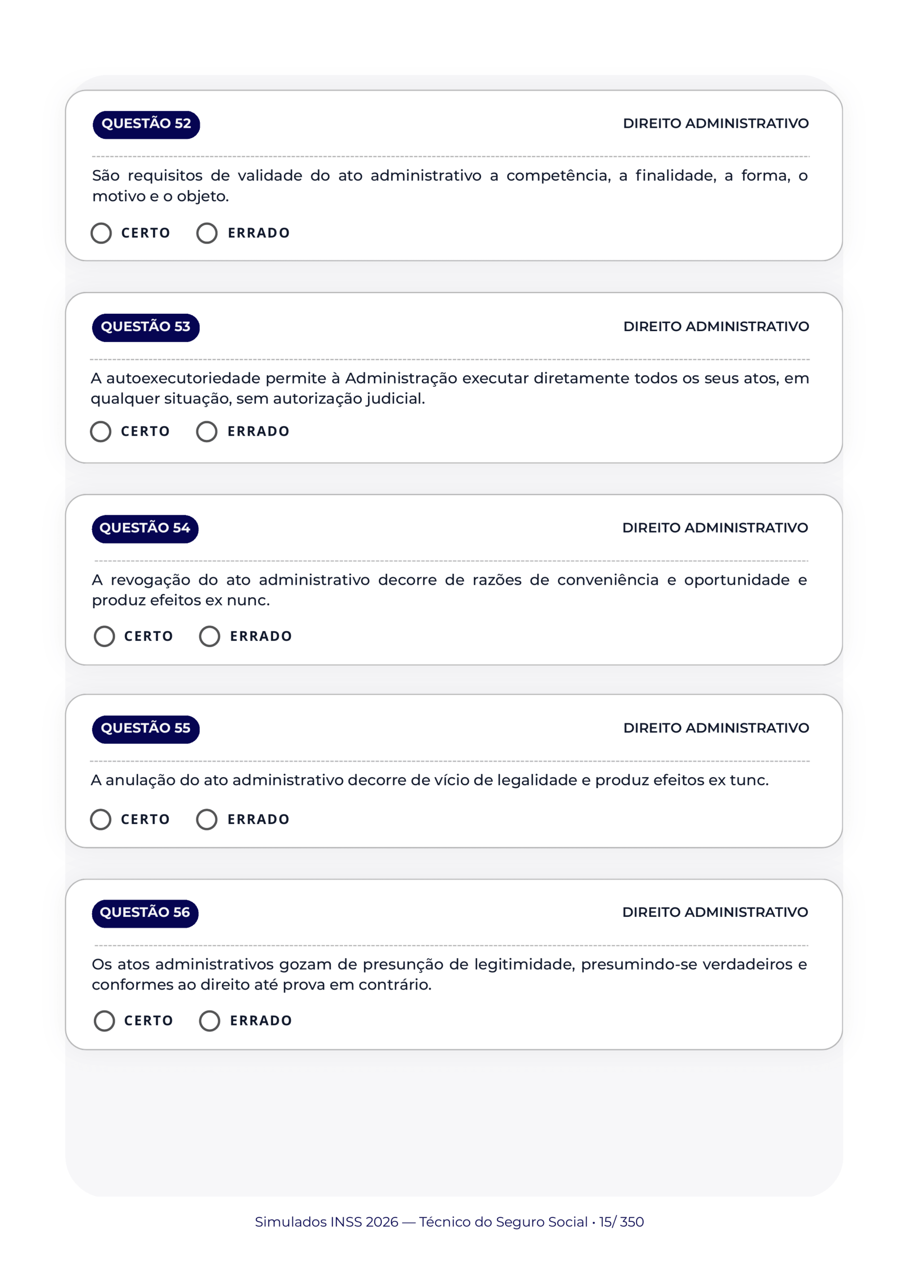Direito Administrativo, Questões