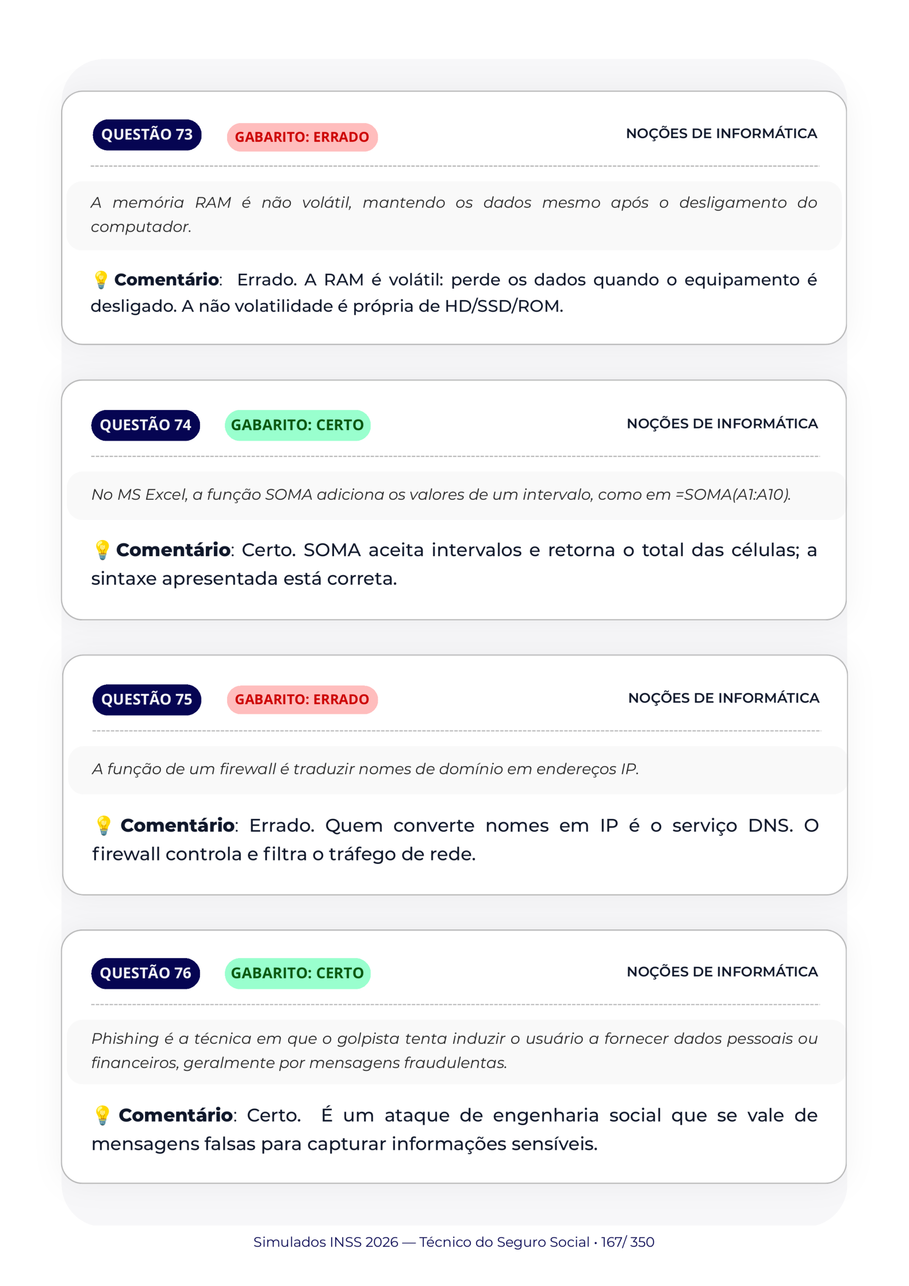 Noções de Informática, Gabarito comentado